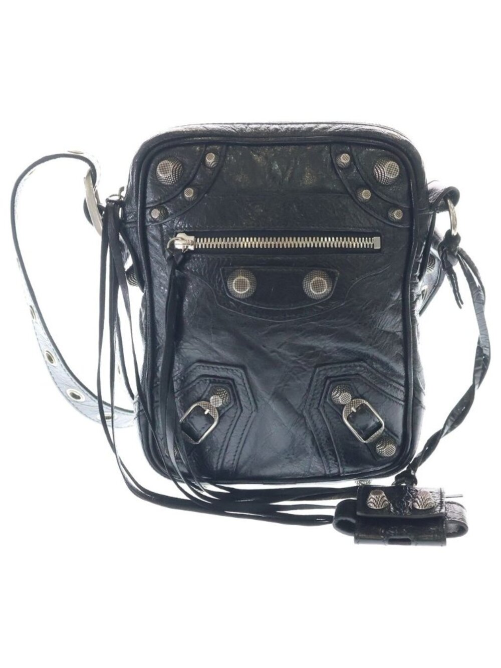 Balenciaga le Cagole Alina Lambskin Cross Belt Bag Leather Black